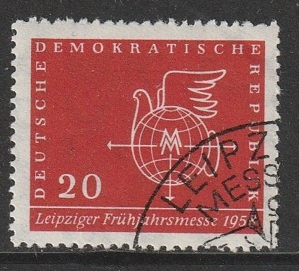 DDR 1958 618 Leipziger messe 20p, Gest, Ophalen of Verzenden, DDR, Gestempeld