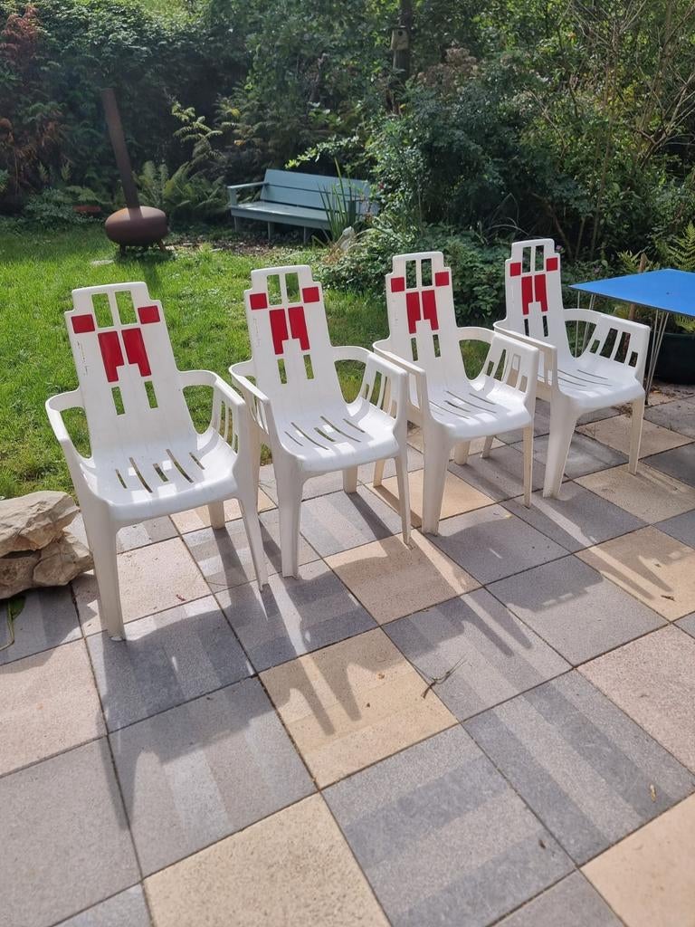Vintage design tuinstoelen Pierre Paulin  jaren 80, 2 zitplaatsen, Overige materialen, ,, Ophalen of Verzenden