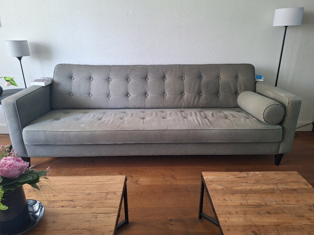 Groene bank gratis op te halen, Ophalen, Gebruikt, 75 tot 100 cm, Rechte bank