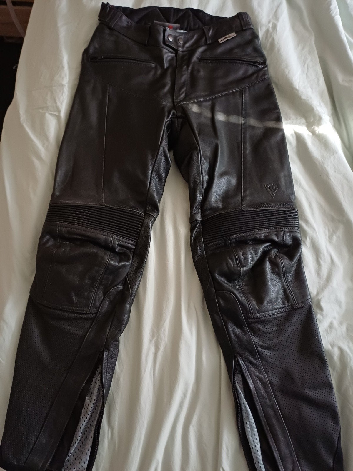 Zwart leren motorbroek, Evolution, Broek | leer, Heren, Ophalen of Verzenden