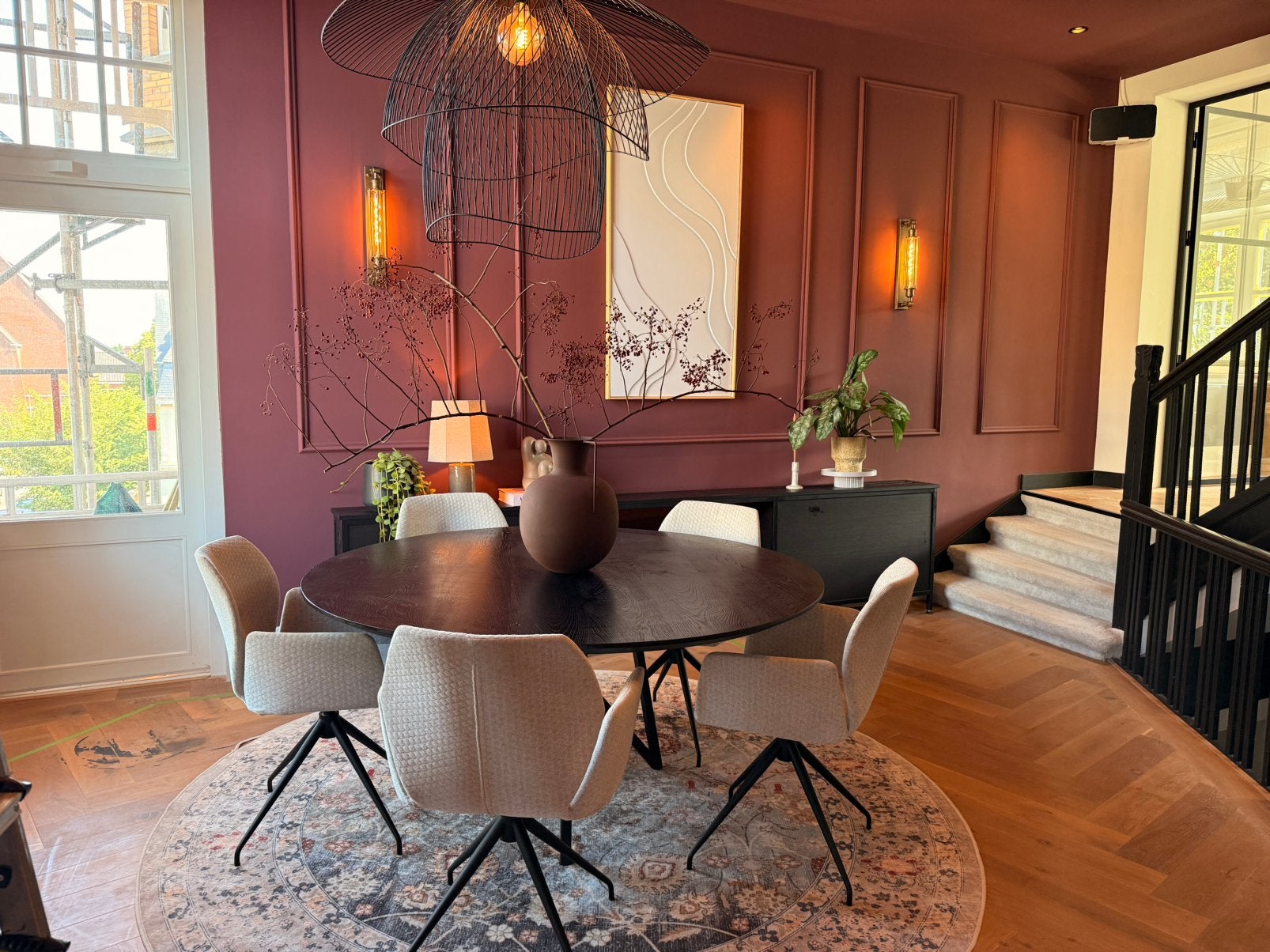Table du Sud ronde eiken eettafel Ø160 – Deep Black, Ophalen, Zo goed als nieuw, Rond