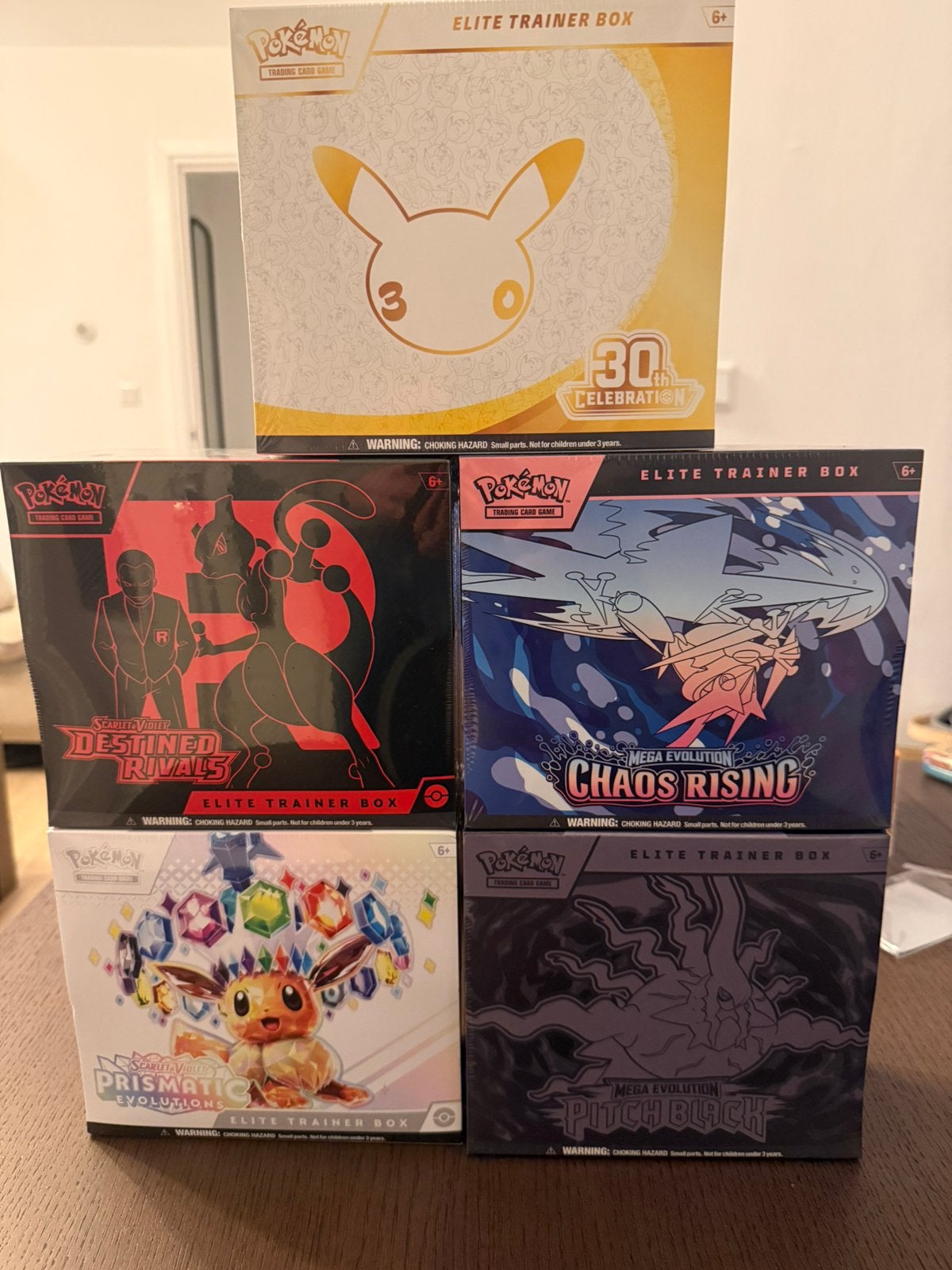 5x Pokémon Elite Trainer Box | PRE DRI CRI PBL 30th, Ophalen of Verzenden, Nieuw, Boosterbox
