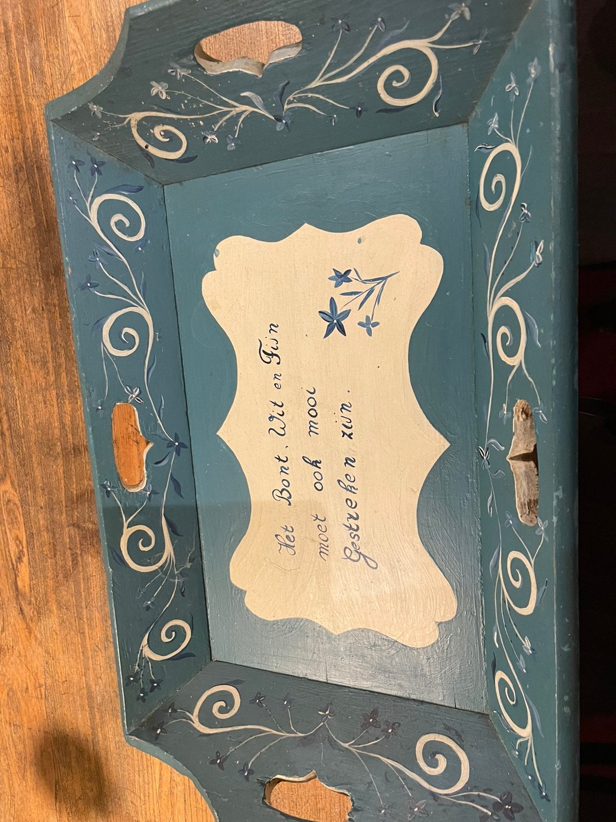 Oude houten mangelbak voor de was., Antiek en Kunst, Ophalen