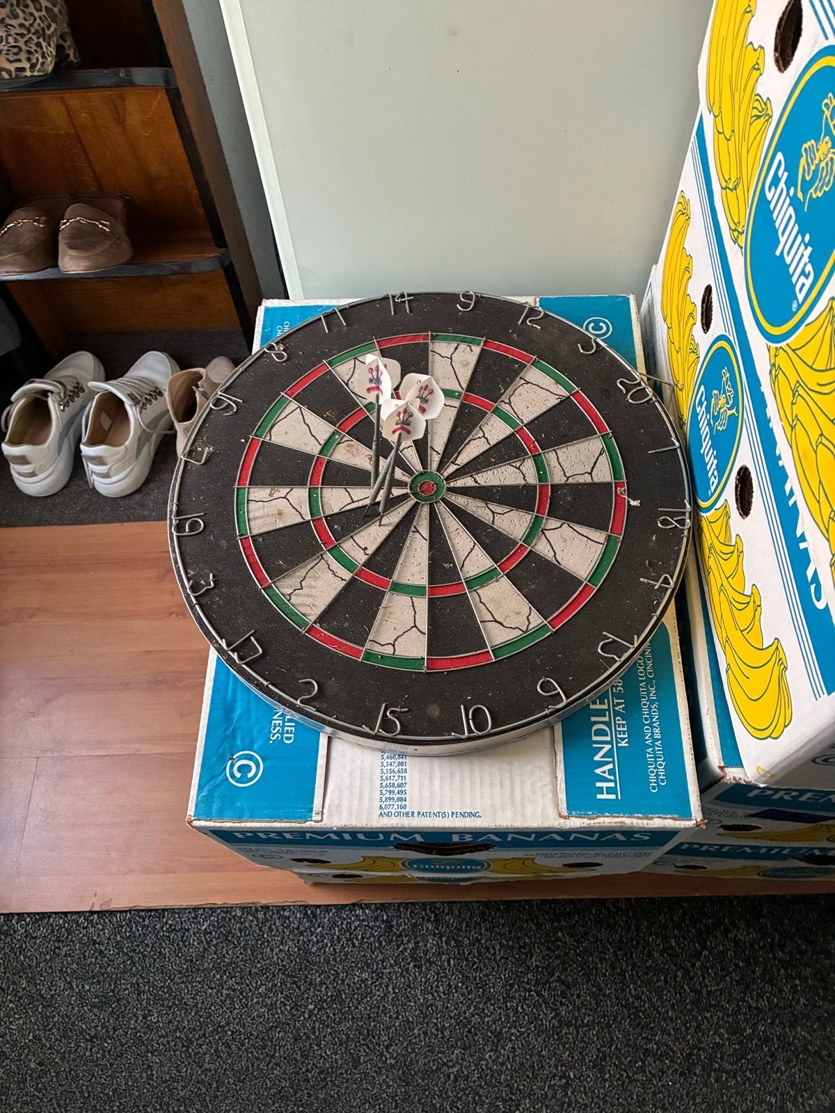 2 Harrows dartborden met pijlen - Gebruikt, Sport en Fitness, Darts, Ophalen, Gebruikt, Dartbord met pijlen