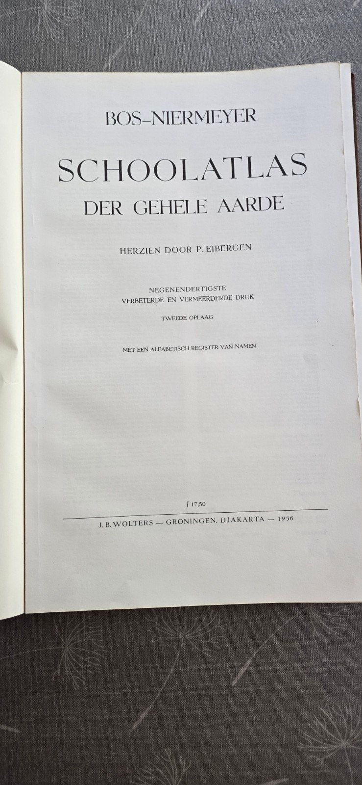 Bos-Niermeyer Schoolatlas der Gehele Aarde 1956, Gelezen, Bosatlas, Ophalen of Verzenden, P.R. Bos, J.F. Niermeyer, P. Eibergen