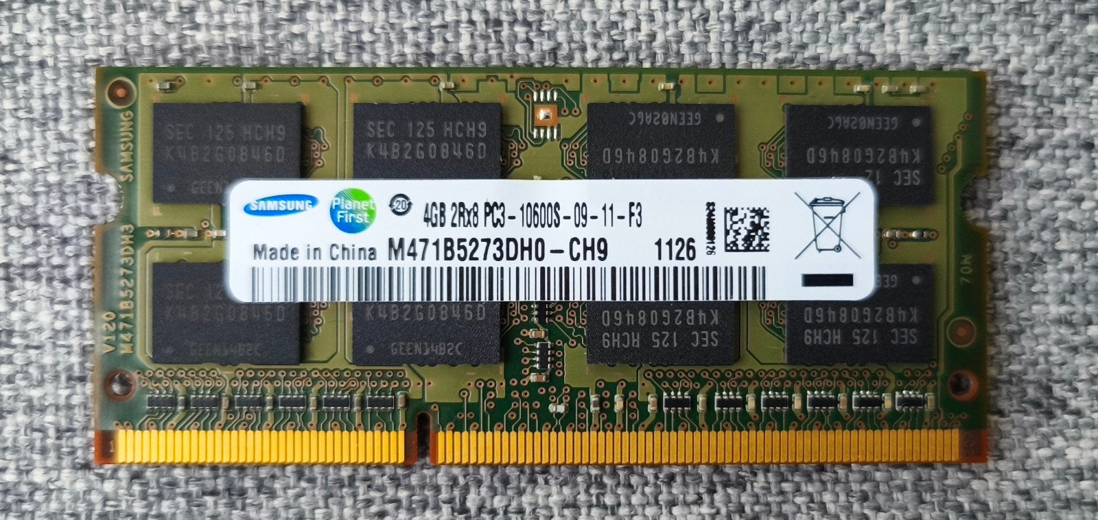 Samsung 4GB DDR3 Laptop RAM Geheugen, Computers en Software, Gebruikt, 10600S, DDR3, Ophalen of Verzenden
