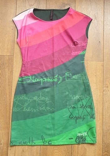 Desigual Groen Roze Jurk (L), Maat 42/44 (L), Ophalen of Verzenden, Knielengte, Desigual