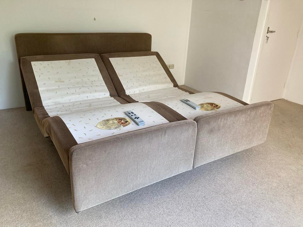 Pulsar Eastborn bedden verstelbaar 180x200, Ophalen, Bruin, Tweepersoons, 180 cm