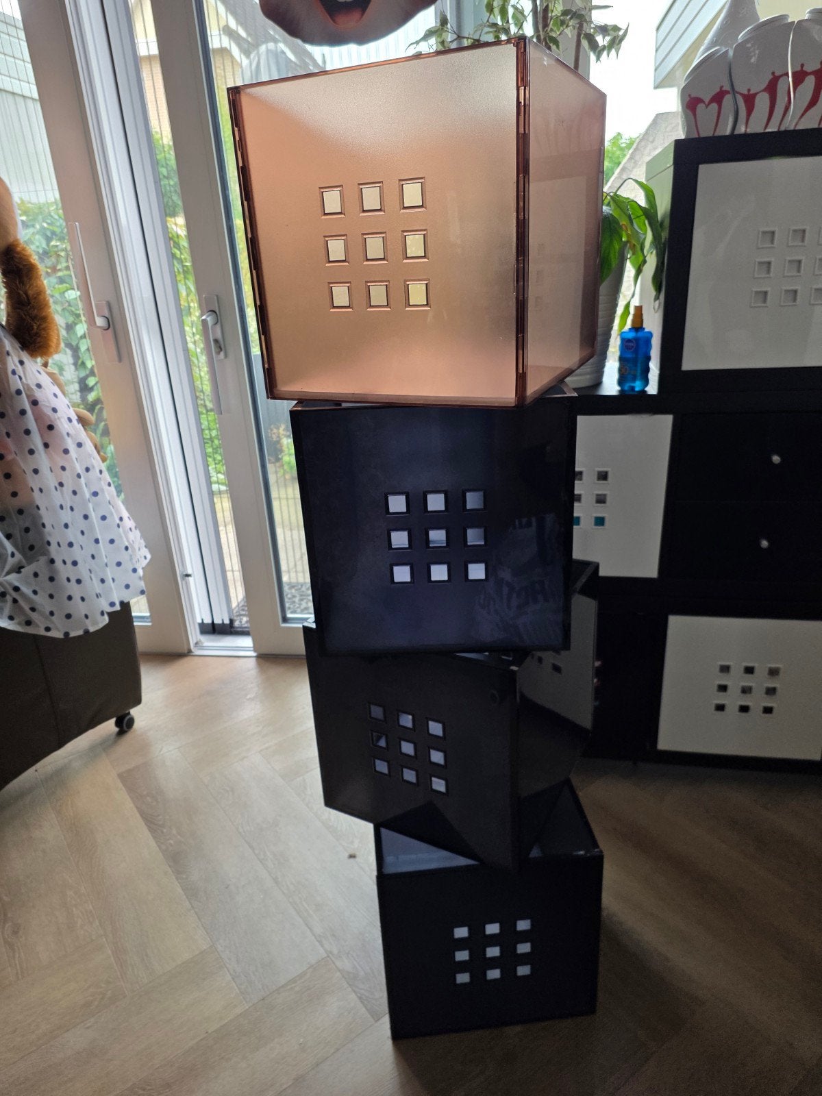 4 Ikea Lekman bakken - 3 x d grijs 1 bruin, Ophalen of Verzenden, Gebruikt, Meerkleurig, Kunststof