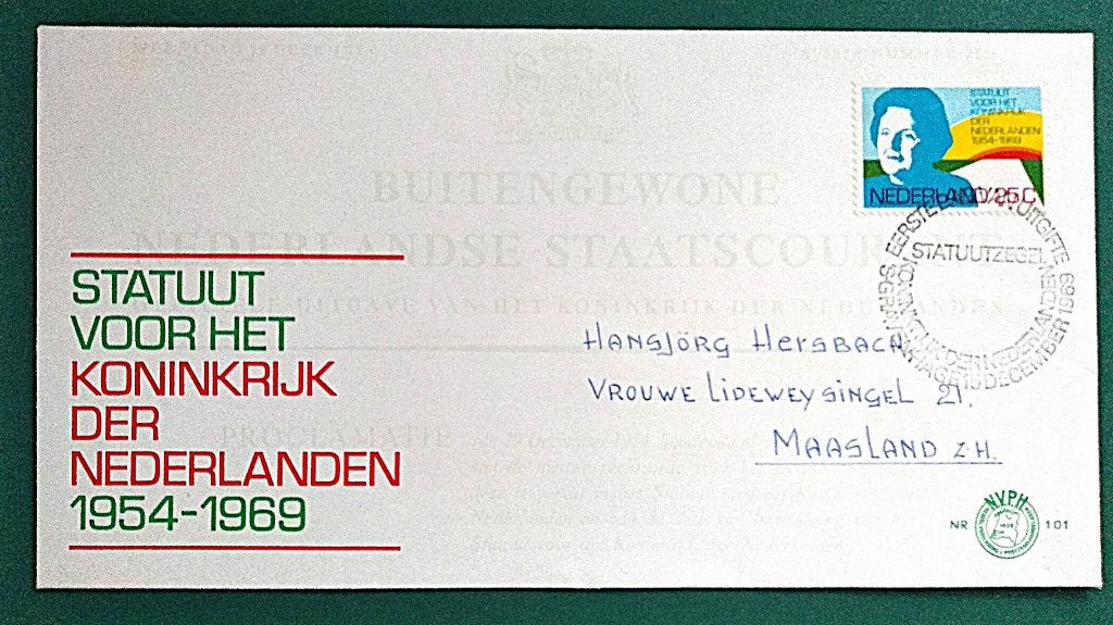 Eerste Dag Enveloppe 1969 - Statuut #101, Verzenden, Nederland