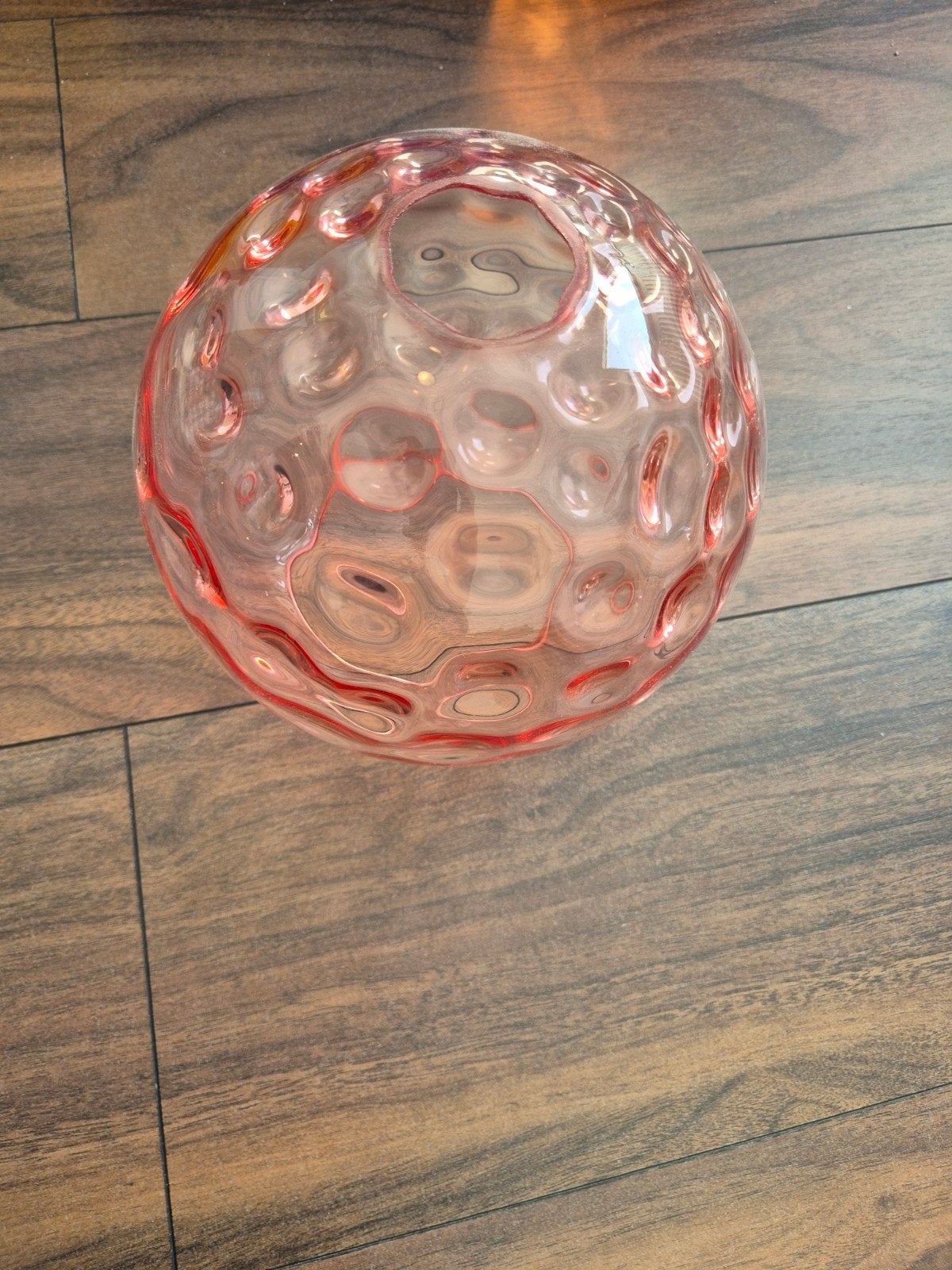 Ilaria glazen bol voor hanglamp - roze met bubbelpatroon, Ophalen, Gebruikt, Glas