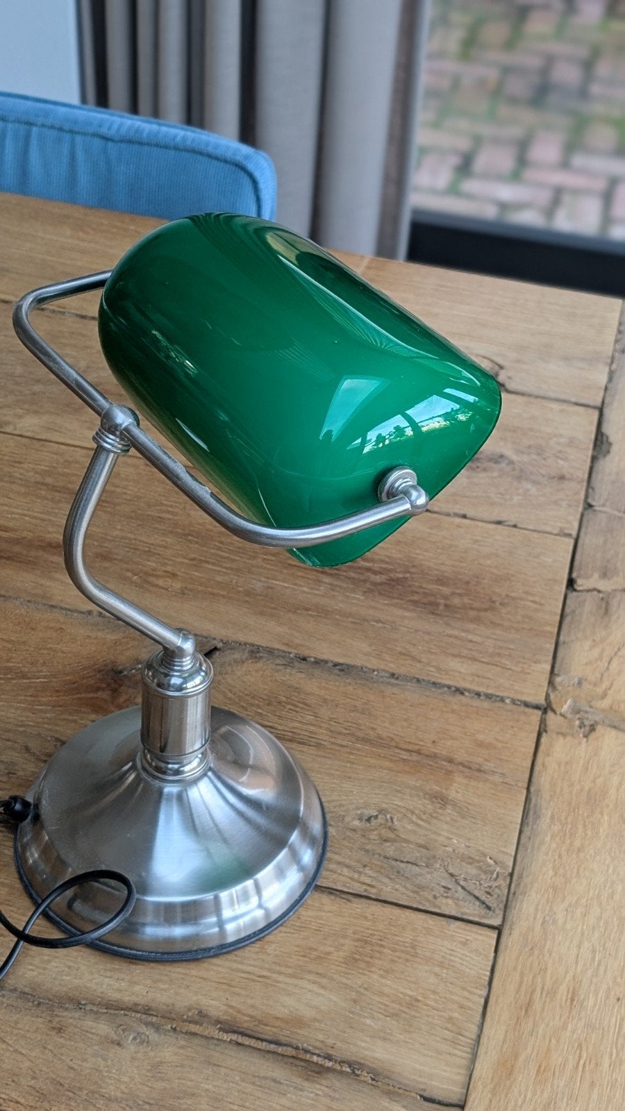 Groene bankierslamp in klassieke stijl – vintage look, Ophalen of Verzenden