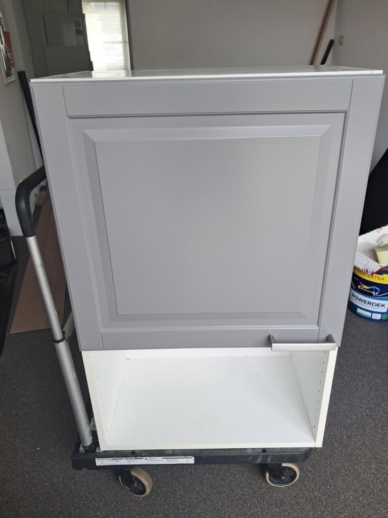 IKEA Boven Keukenkastje met Open Gedeelte en Grijze Deur, Huis en Inrichting, Kasten | Overige, Ophalen, Gebruikt