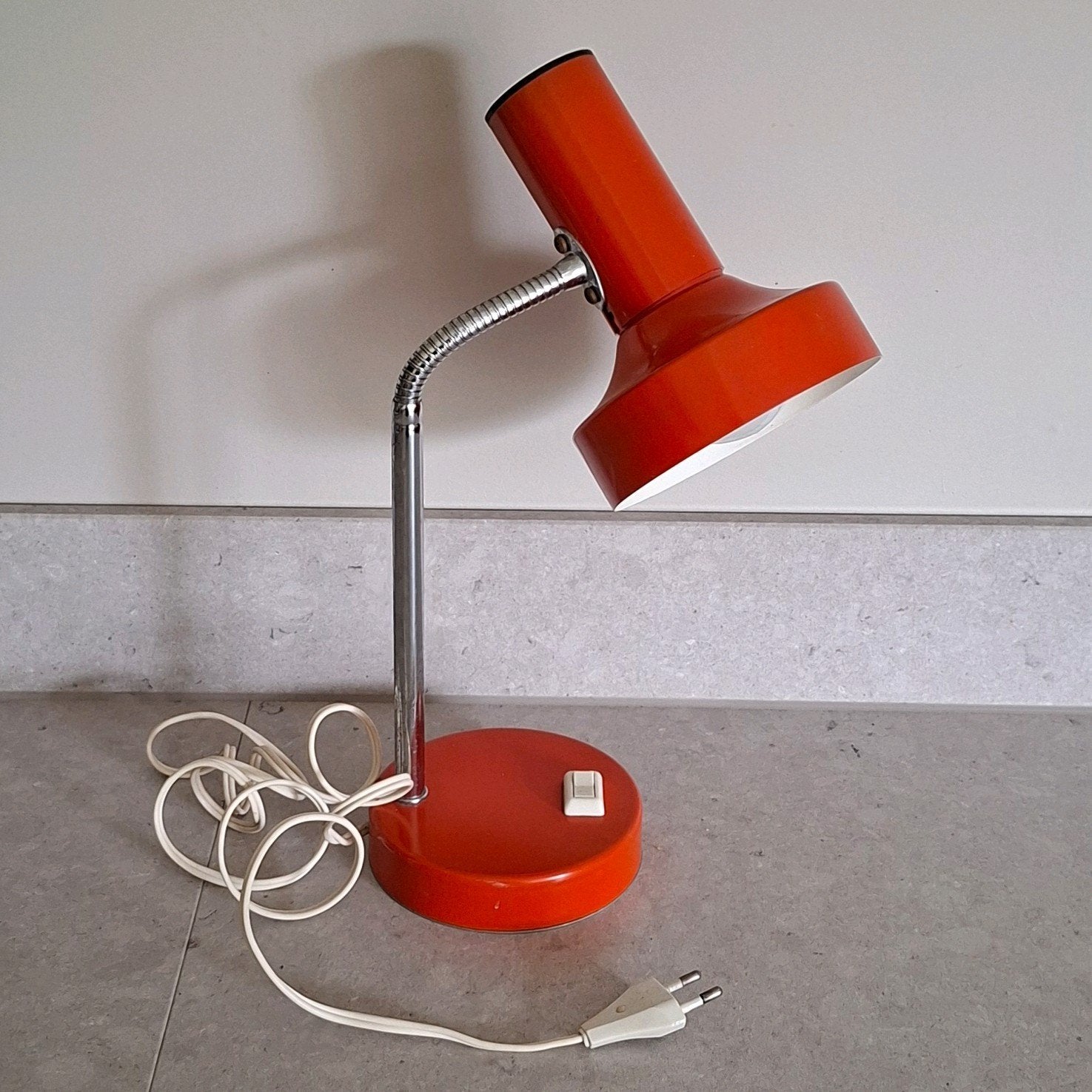 Vintage Massive bureaulamp jaren 70 – Oranje Space Age, Bureaulamp, Gebruikt, Overige merken, Oranje