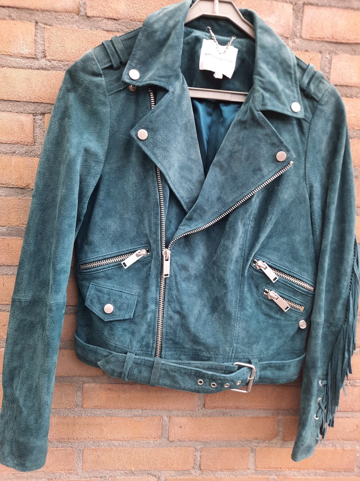 Dames biker jas, merk Harper&Yve, mt xs, donkergroen, suede, Kleding | Dames, Ophalen of Verzenden, Gedragen, Groen, Harper & Yve