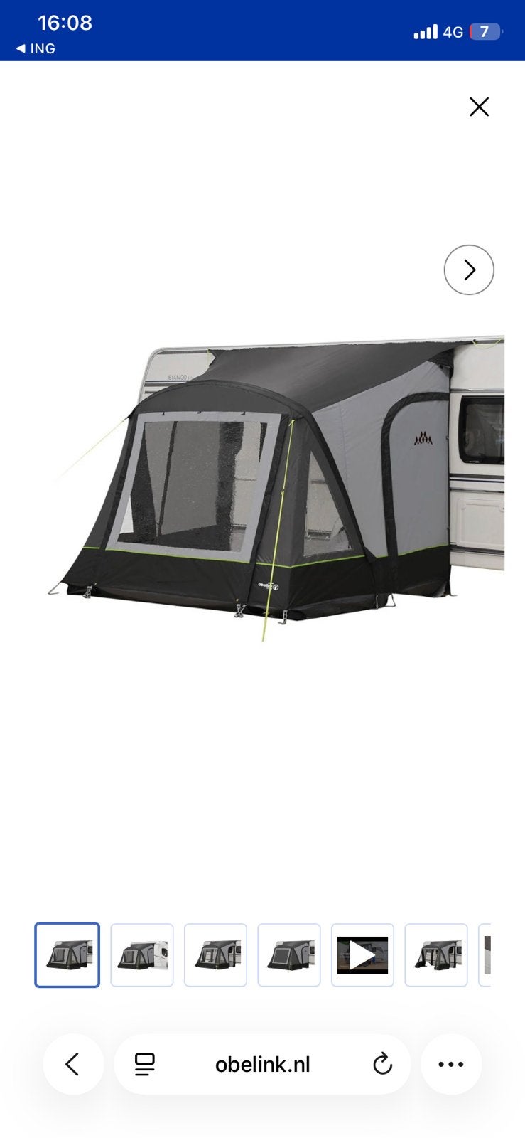 Obelink Rio easy air 320 luifeltent, Caravans en Kamperen, Ophalen of Verzenden, Zo goed als nieuw, Tot en met 4
