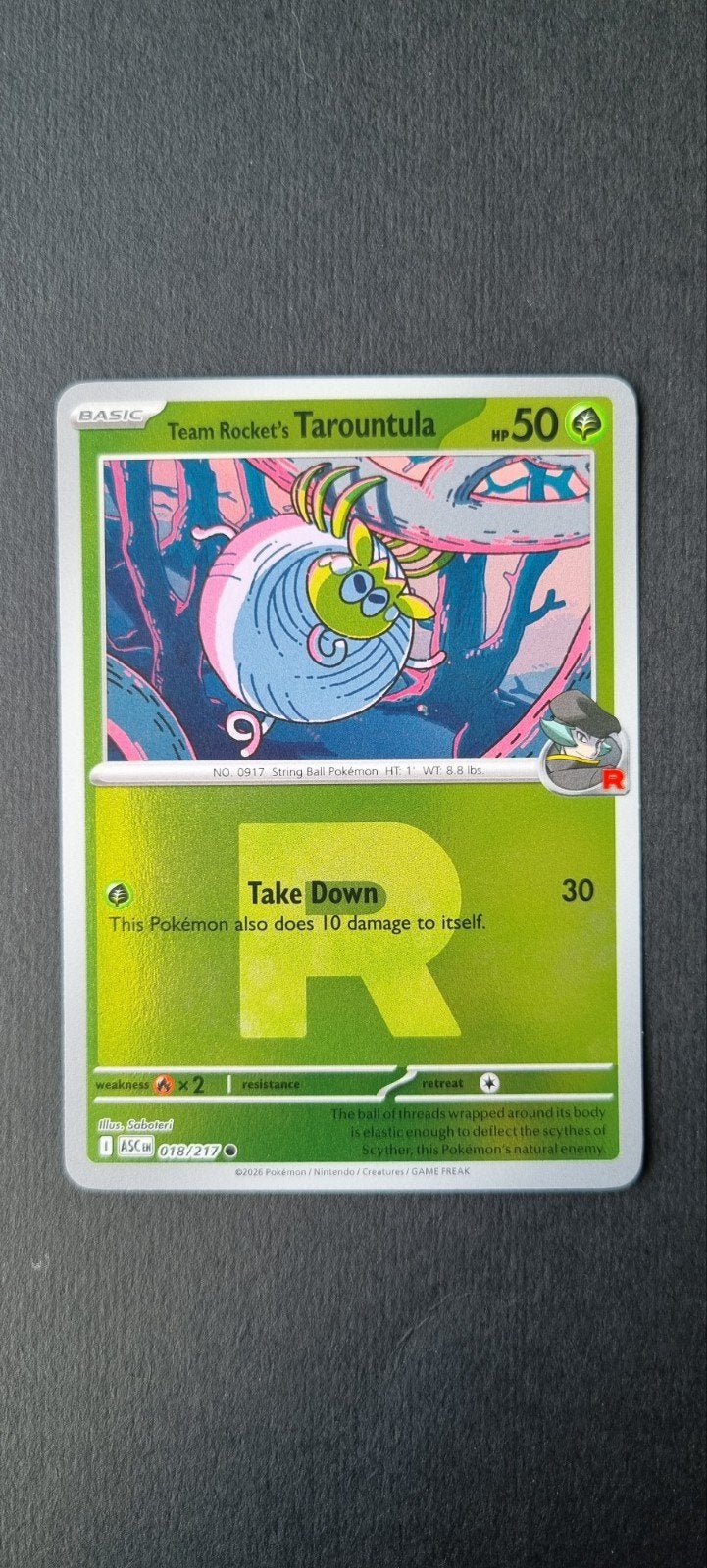 Team Rocket's Tarountula Pokeball XASC 018/217, Ophalen of Verzenden, Zo goed als nieuw, Losse kaart, Foil