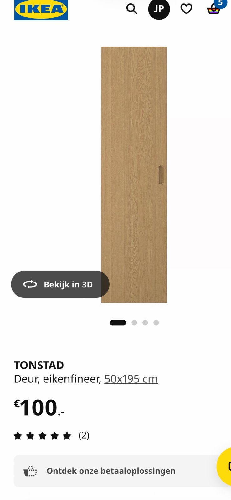 Pax deur Tonstad Ikea eiken NIEUW, Huis en Inrichting, Ophalen of Verzenden, Nieuw, 50 tot 100 cm, 150 tot 200 cm
