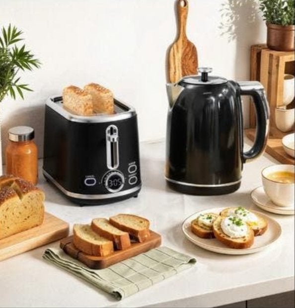 HOMCOM Waterkoker & Broodrooster Set - Zwart Retro Design, Ophalen of Verzenden, Nieuw, Meer dan 8 standen