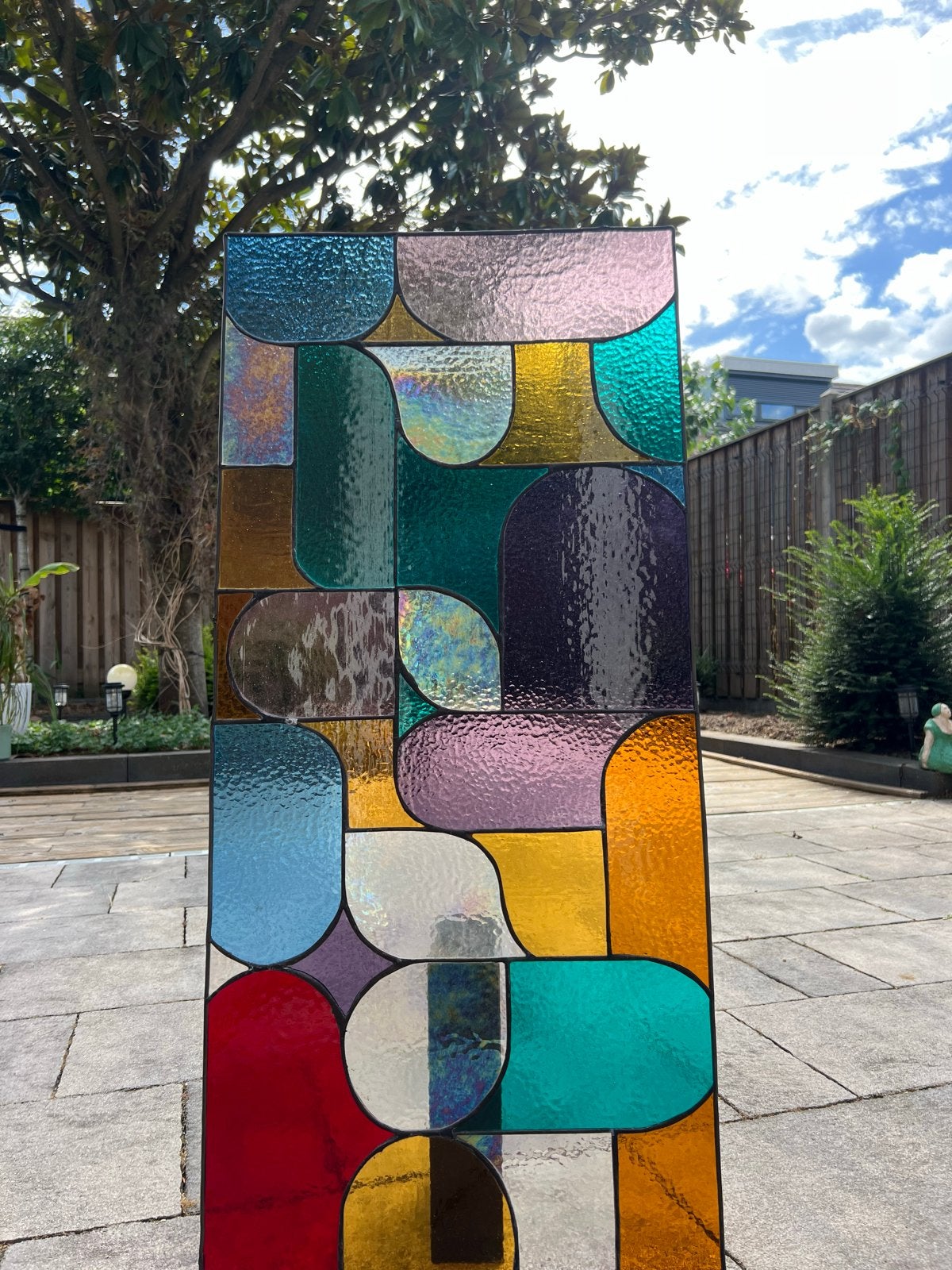 Uniek Glas-in-lood Kunstwerk - Modern & Kleurrijk, Huis en Inrichting, Woonaccessoires | Wanddecoraties, Meerkleurig, Ophalen of Verzenden