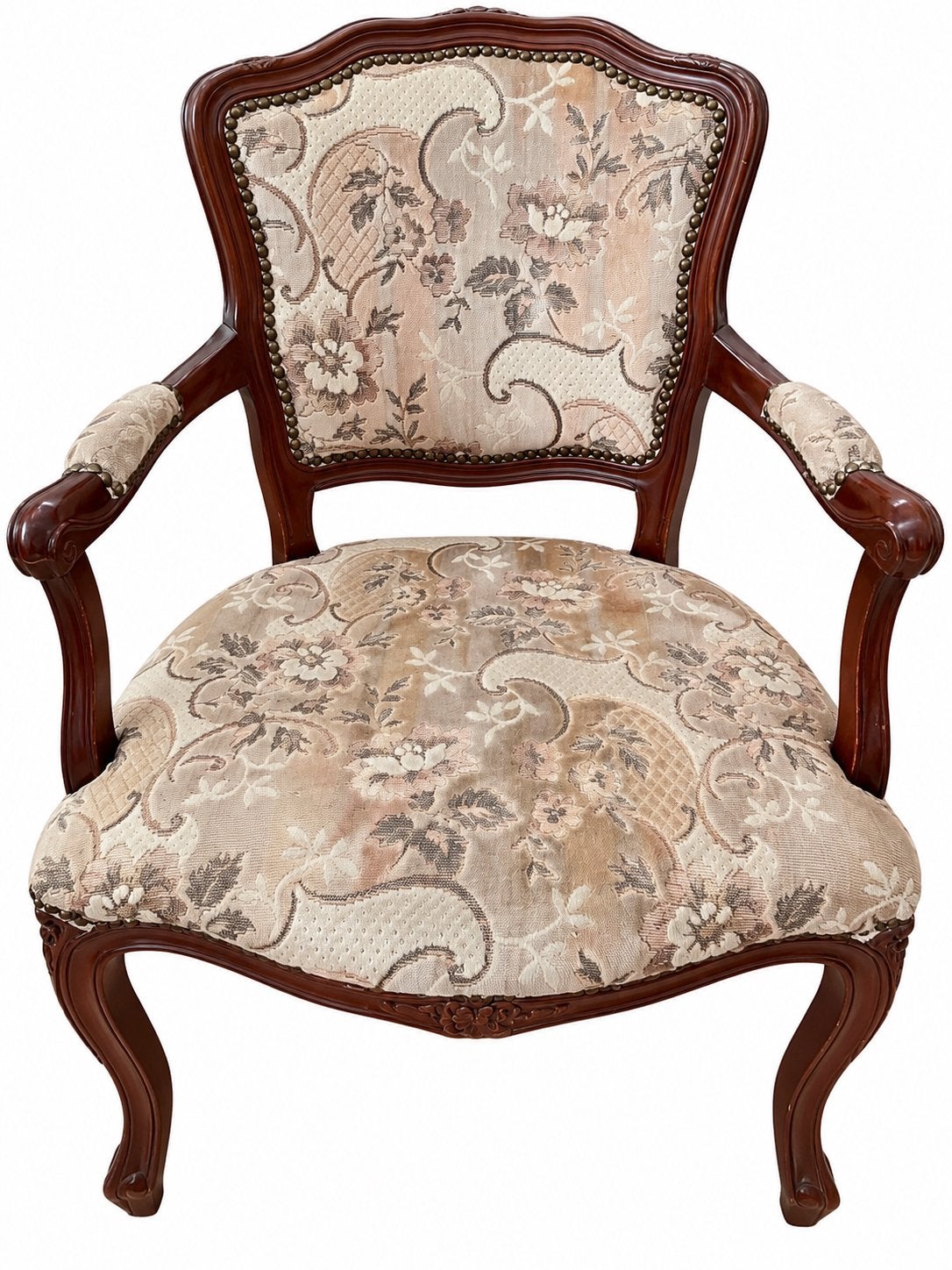 Klassieke Vintage Fauteuil - Beige/Goud Gebloemd, Ophalen