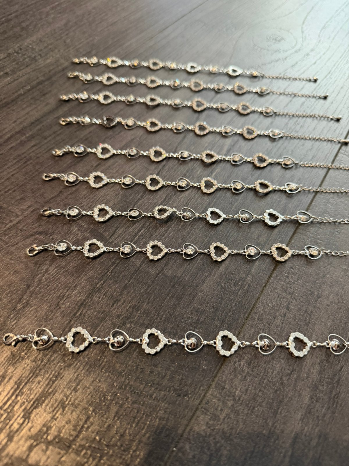 Partij 9 stuks strass armbanden 36/10, Ophalen of Verzenden, Nieuw, Roze, Overige materialen