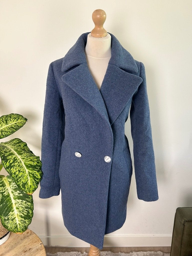 King Louie maat 38 Fluffy wollen jas blauw 20