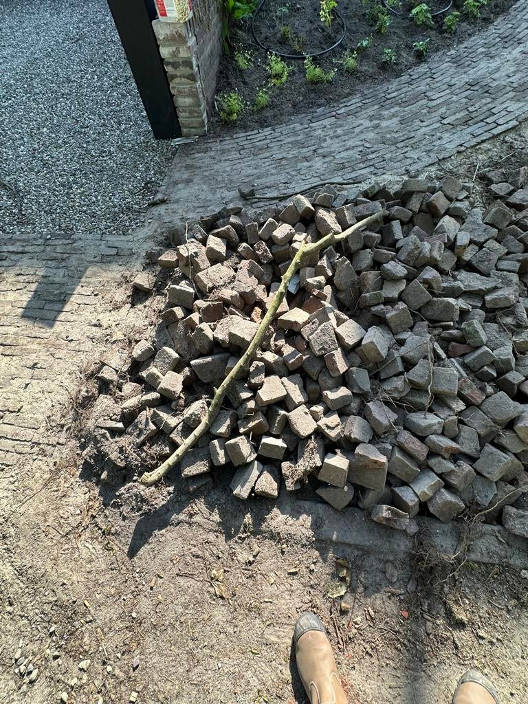 Oud gebakken waaltjes - veel halfjes, nog goed bruikbaar, Tuin en Terras, Grind, Keien en Split, Ophalen, Zo goed als nieuw, Bruin
