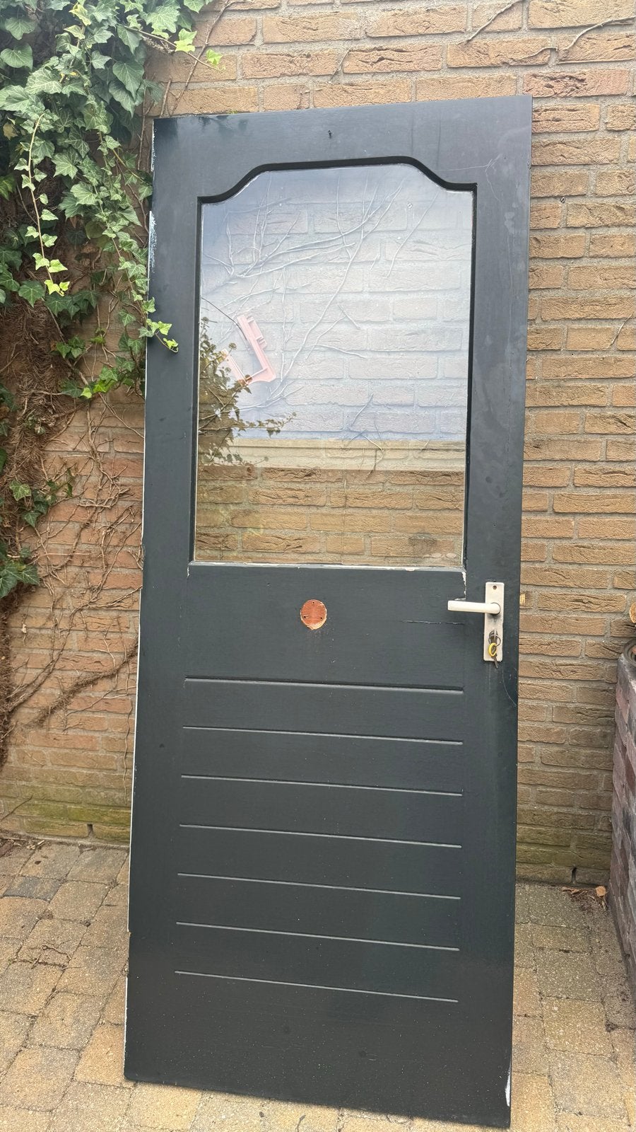 Gebruikte buitendeur met enkel glas en slot, Doe-het-zelf en Verbouw, Ophalen, Gebruikt, 80 tot 100 cm, Buitendeur