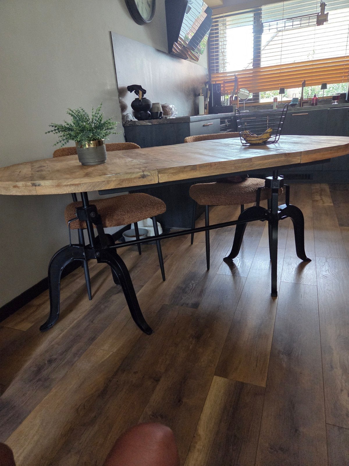 mangohouten industriële eettafel, Ophalen, Zo goed als nieuw, Rechthoekig, 50 tot 100 cm