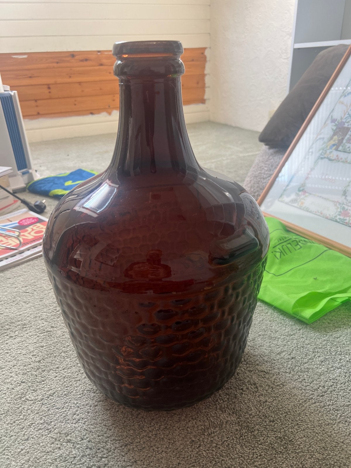 Vintage bruine glazen fles - decoratieve vaas, Ophalen