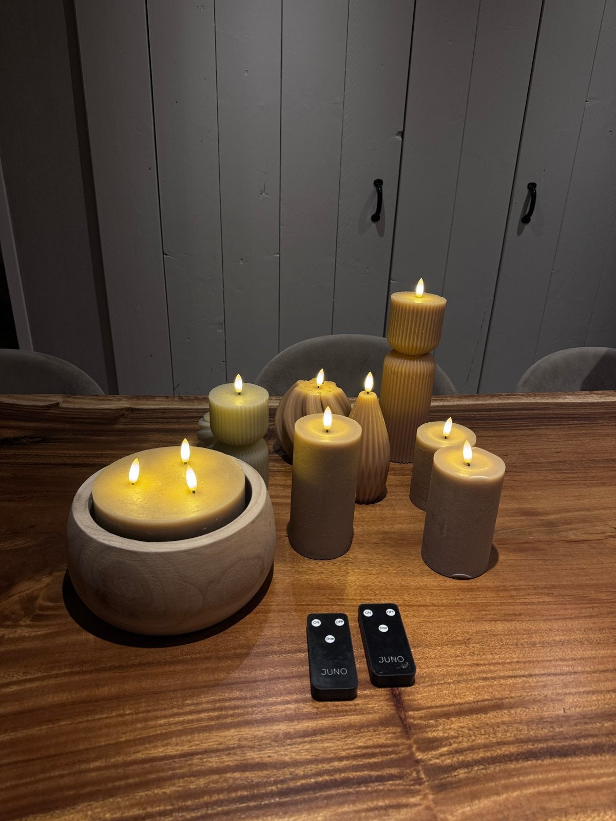 Juno fires LED Kaarsen Set met Afstandsbediening, Huis en Inrichting, Meerkleurig, Overige merken, Was, Ophalen of Verzenden
