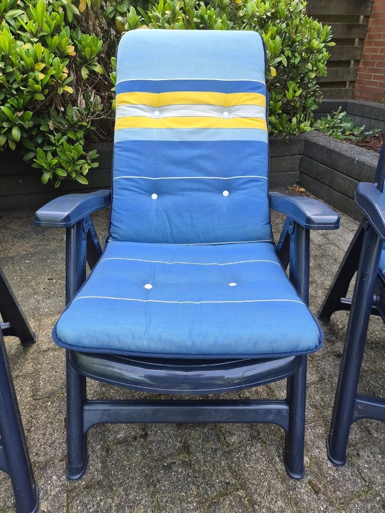 Prachtige Flair Plaisir verstelbare tuinstoelen met hockers, Ophalen, Gebruikt, Kunststof, Verstelbaar