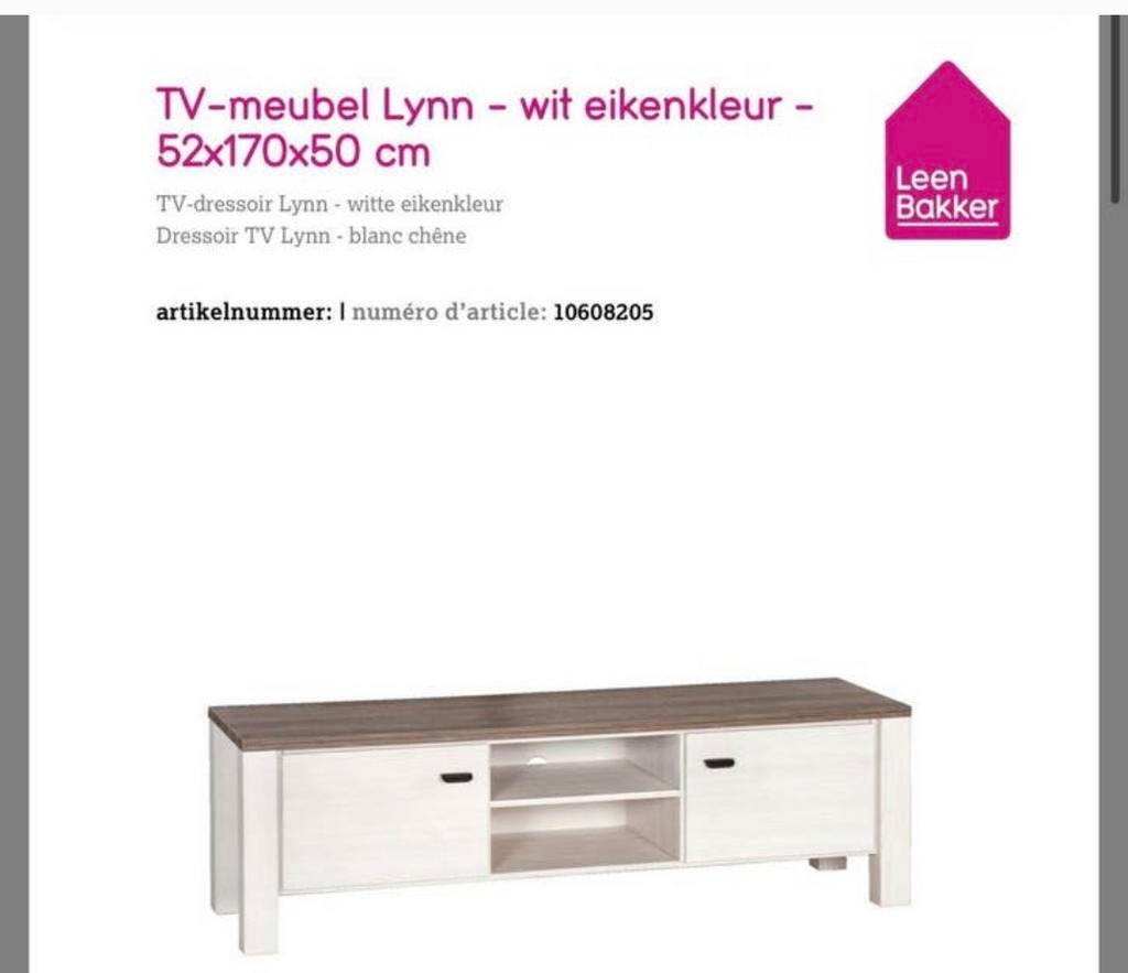 GRATIS: Lynn collectie Leenbakker: TV meubel - Barkast, Ophalen, Zo goed als nieuw, 25 tot 50 cm, Minder dan 100 cm