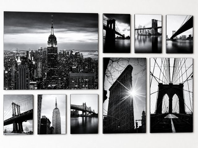 Zwart-wit New York wanddecoratie set IKEA - Complete set, Ophalen, 125 cm of meer, Zo goed als nieuw, Schilderij