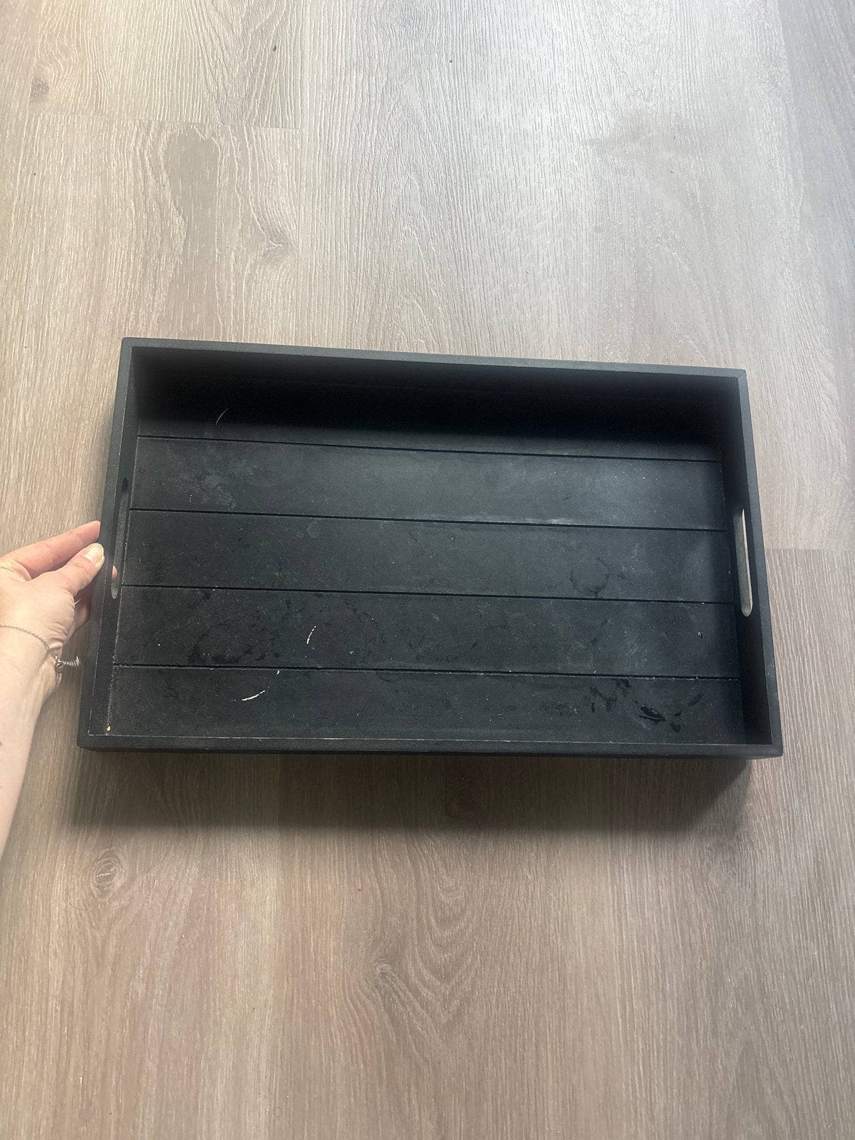 Zwart houten dienblad met handvatten, Ophalen, Gebruikt, Dienblad, Met handvatten
