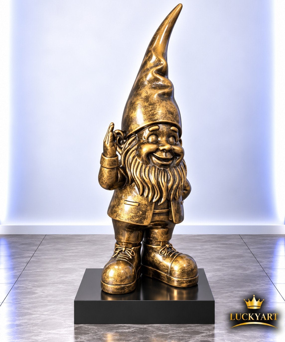 Goudkleurige Kabouter met Puntmuts – 95 cm – Polyester Beeld, Ophalen, Goud, Object, 95 cm