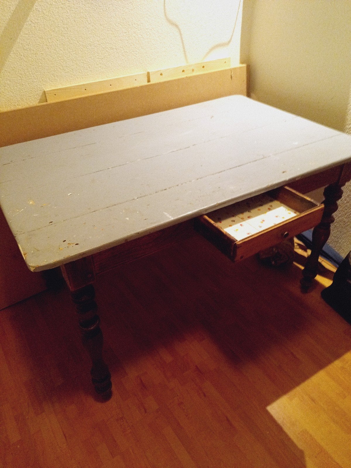 Tafel brocante vintage eiken met lade, Ophalen