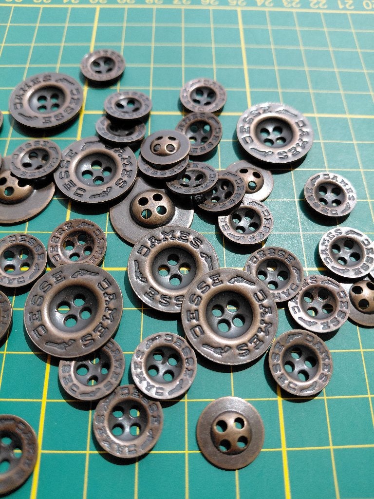 Setje koperkleurige knopen 22 en 14mm Jesse James, Ophalen of Verzenden, Zo goed als nieuw, Knoop of Knopen