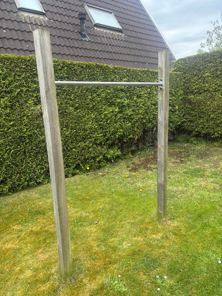RVS rekstok duikelstang 125 cm met palen - Outdoor Fitness, Sport en Fitness, Ophalen, Gebruikt, Armen, Oprekstang