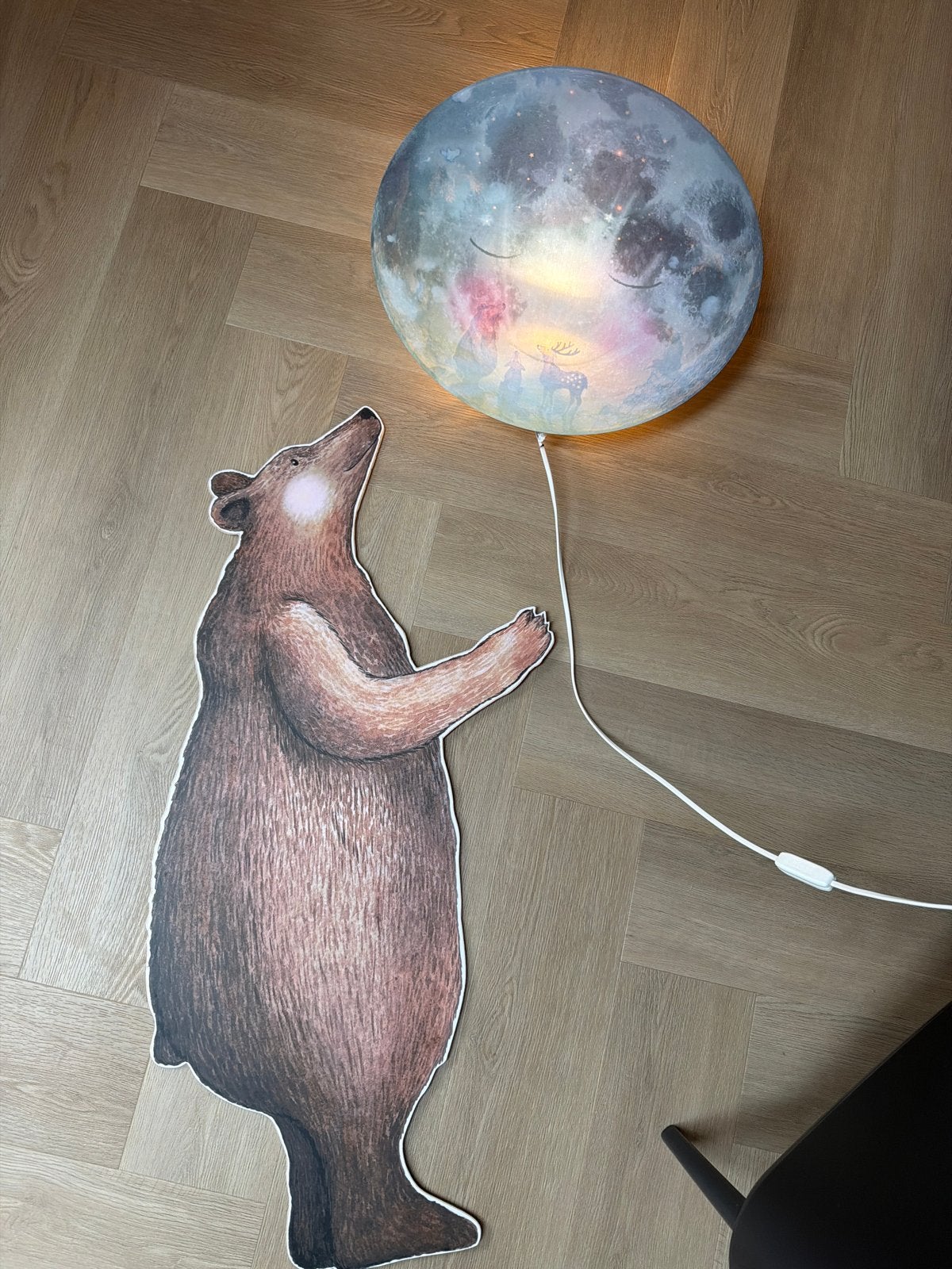 Ga slapen Maan (Hartendief) met Beer Muursticker op hout, Ophalen, Zo goed als nieuw, Wanddecoratie