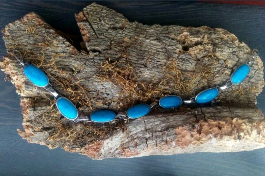 Turquoise armband, Verzenden, Nieuw, Blauw, Zilver