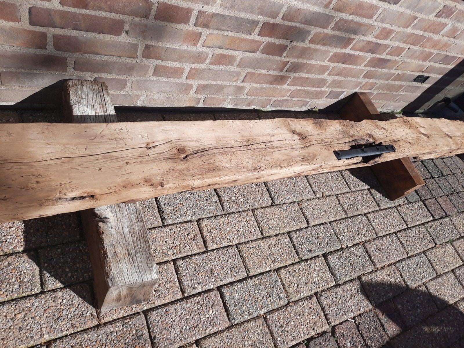 2 Robuuste Eiken Balken - Decoratief of Constructief, Huis en Inrichting, Ophalen of Verzenden, Gebruikt