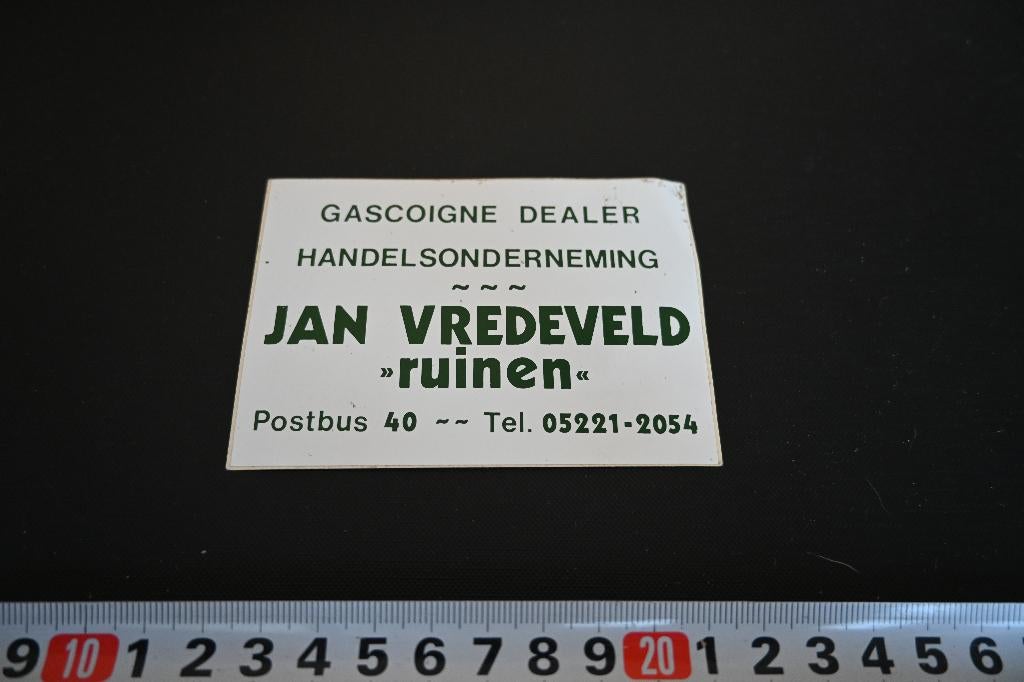 sticker Ruinen JAN VREDEVELD Gascoigne Dealer Handelsonderne, Ophalen, Zo goed als nieuw, Sticker