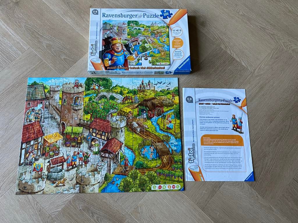 Tiptoi Puzzel beleef het ridderkasteel 100 stukjes, Ophalen of Verzenden, Gebruikt, Puzzelen, Met geluid