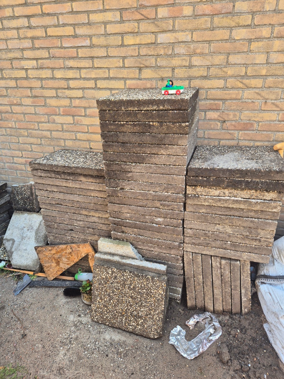 Grindtegels 50x50 en 60x40, Tuin en Terras, Tegels en Klinkers, Ophalen, Gebruikt, 10 m² of meer, Beton