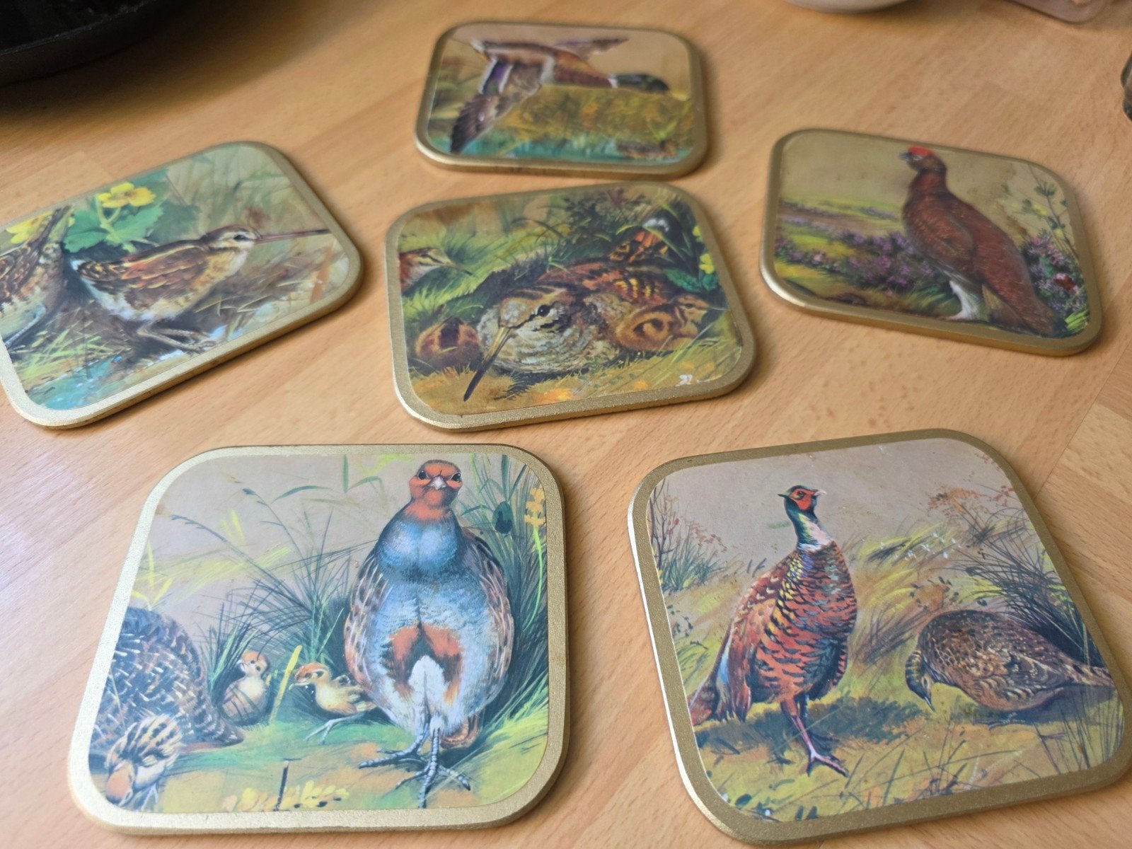Vintage Engelse onderzetters jacht vogels, Ophalen of Verzenden, Kurk