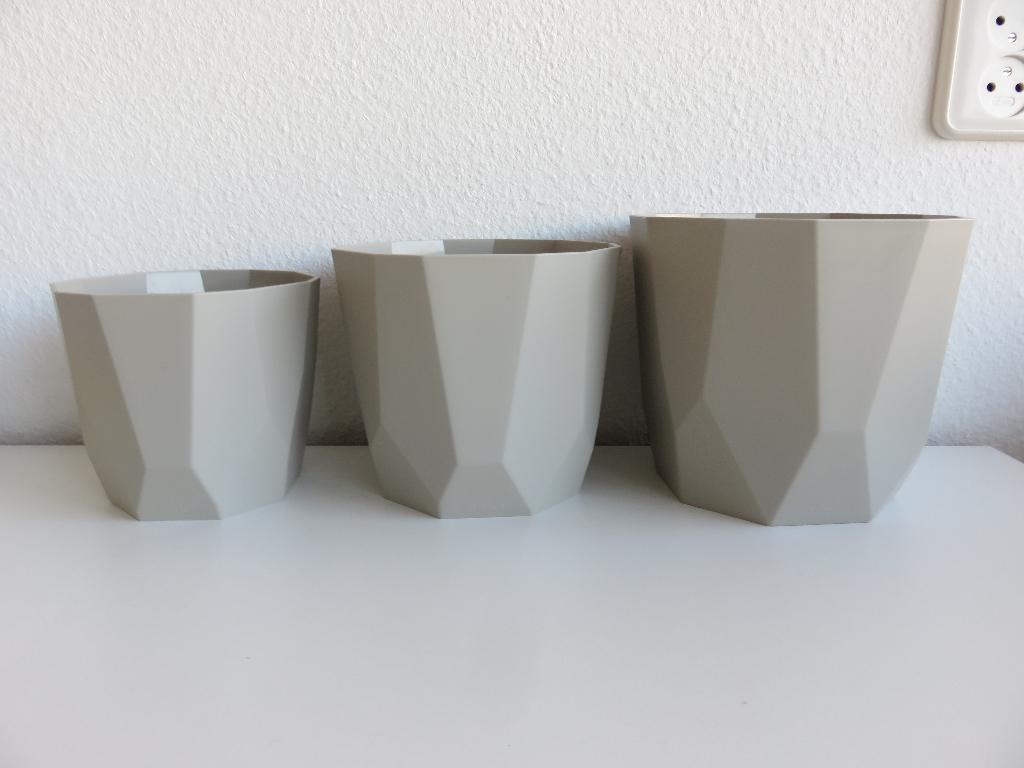 3 Elho b.for Rock bloempotten warm grijs 14, 16 en 18 cm, Kunststof, Rond, Binnen, Ophalen of Verzenden