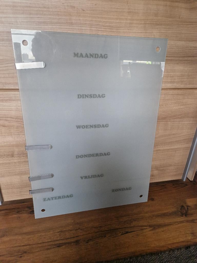 Glazen memobord met de dagen van de week, Ophalen, Zo goed als nieuw, Overige typen