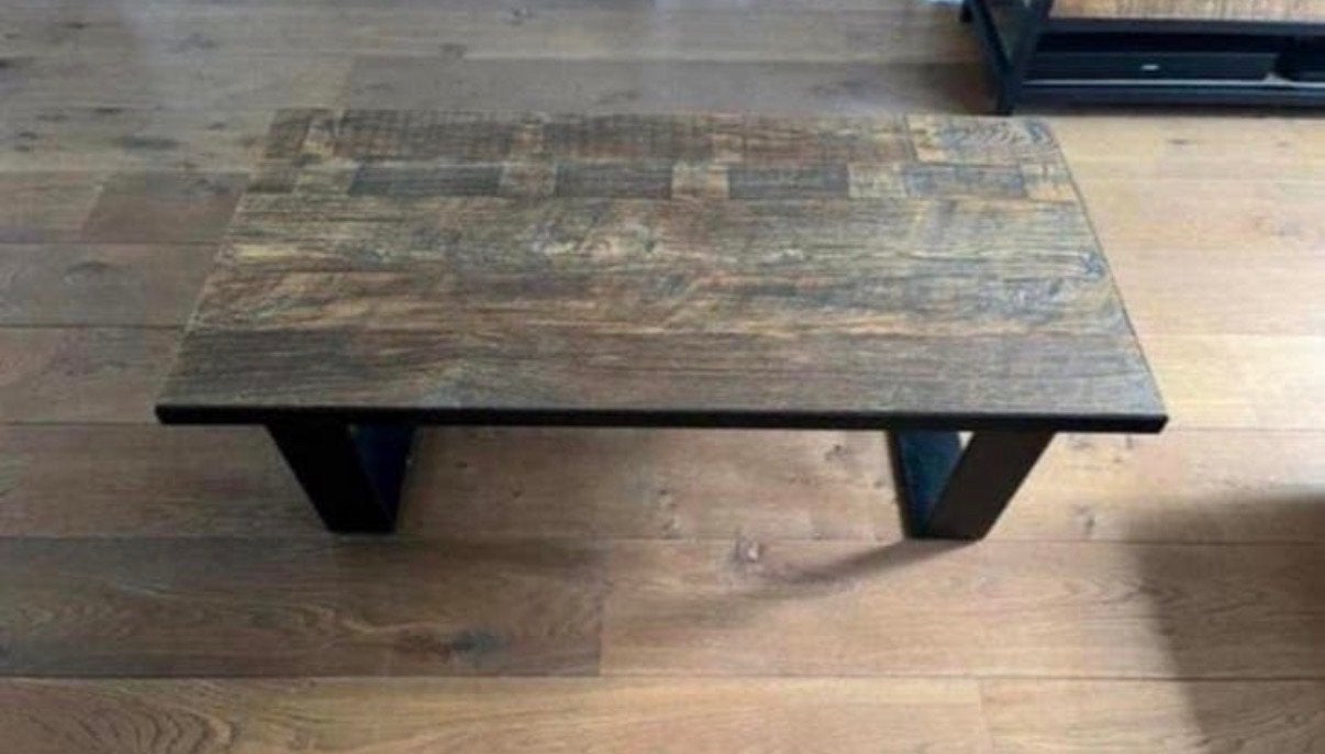 Goossens Salontafel - Robuust Hout en Metaal, Ophalen, 100 tot 150 cm, 50 tot 100 cm, Zo goed als nieuw